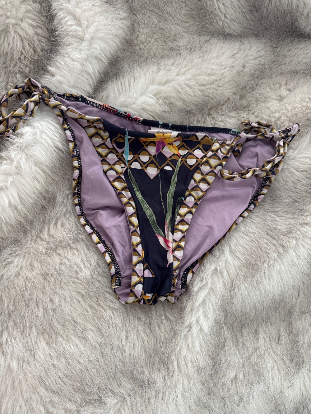 Trina Turk Floral Geometric Tie-Side Bikini Bottoms 4